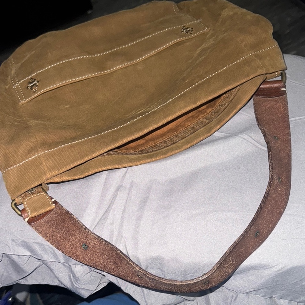 Fossil Brown Corduroy Shoulder Bag With Leather Strap EUC - Picture 9 of 9
